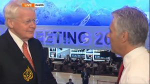 Blog 2008 bank bailout: Image of of Icelandic President Grimsson being interviewed during the Davos meeting in 2013