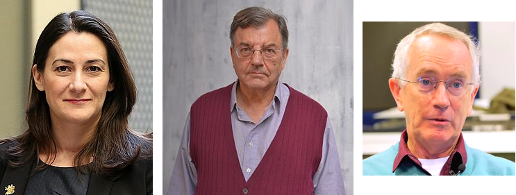 MMT Economists (sort of): Images of Pavlina Tcherneve, Michael Hudson, and Steve Keen
