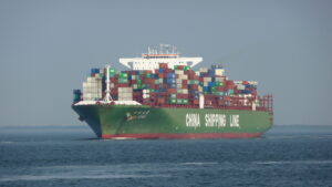 Blog Cost of shipping: image shows a fully laden ship of China Shipping Line