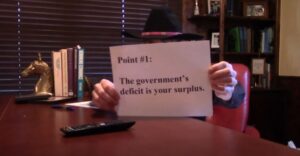 Blog Government finance: An image of John T Harvey, the Cowboy Economist, explaining how the US government finances its deficits