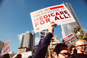 Blog Medicare for all: Image from a protest in Los Angeles