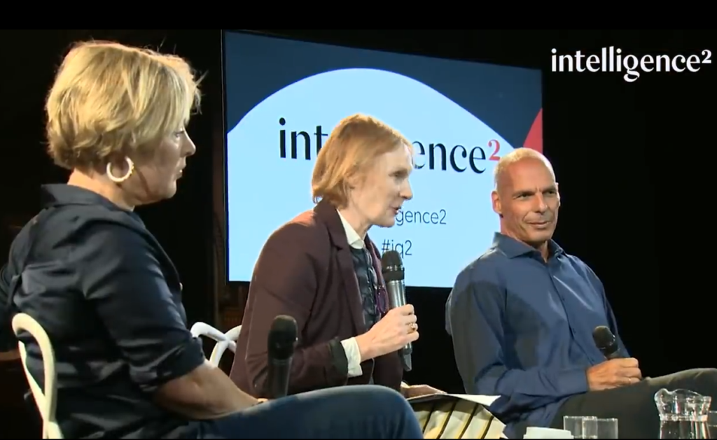 Saving capitalism by making it more inclusive, part 1 Saving capitalism: An image of Yanis Varoufakis, Gillian Tett, and Ann McElvoy during a debate about saving capitalism.