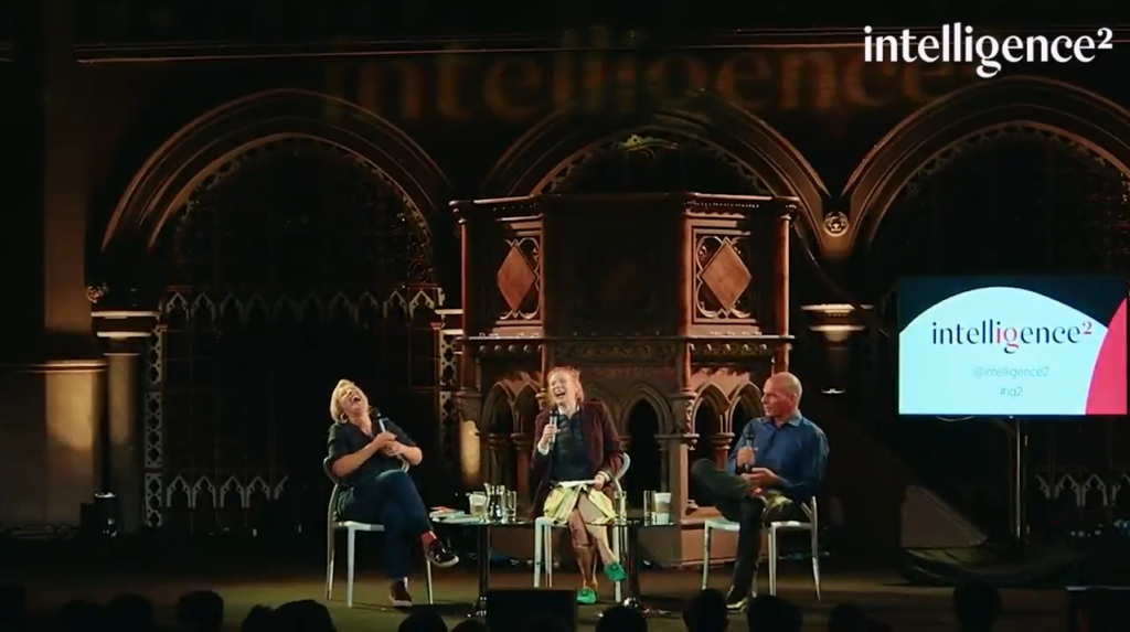 Saving capitalism by making it more inclusive, part 7 Saving Capitalism: Image of Gillian Tett, Ann McElvoy, and Yanis Varoufakis on stage during a debate about "Can we fix capitalism?".