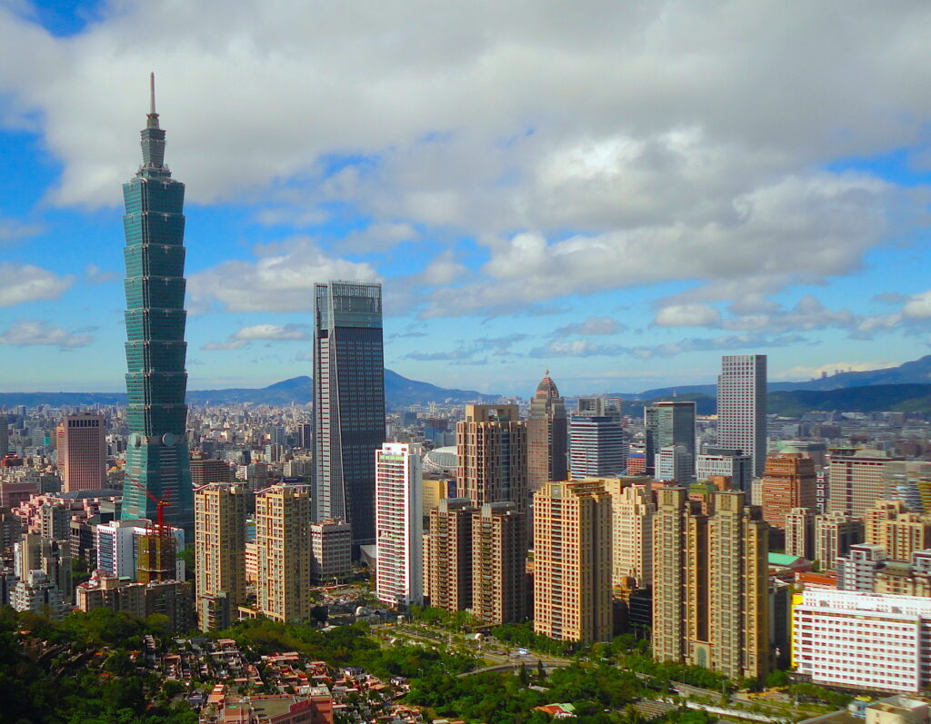How did Taiwan create high economic value and growth? Economic value: An image of the skyline of Taipei Taiwan